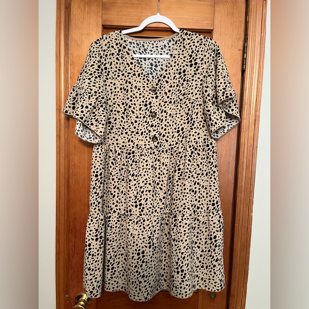 Boutique style dress, size L, animal print.